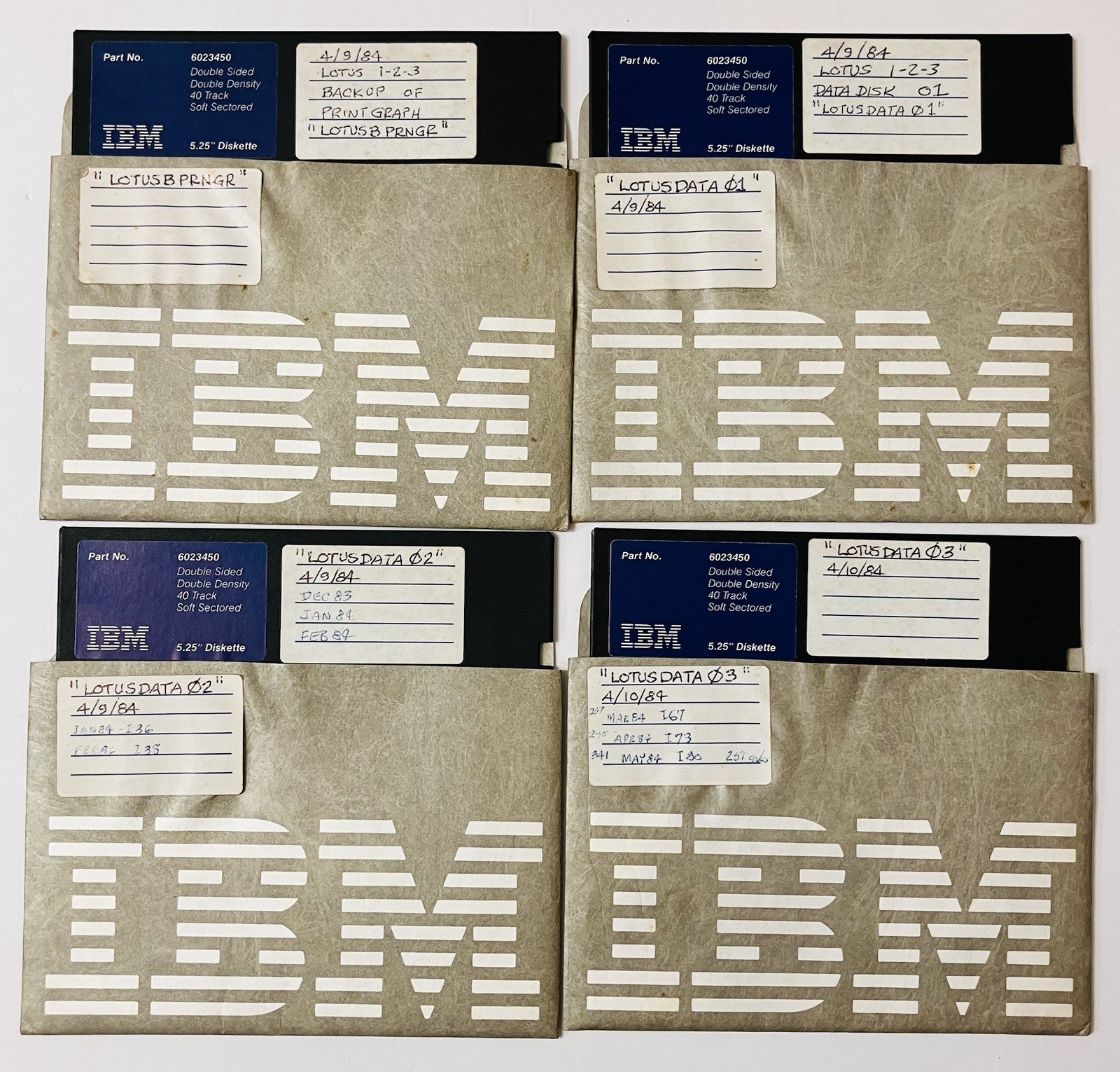 Lotus 1-2-3 IBM PC DOS 5.25 Floppy Disk Set Vintage 1983