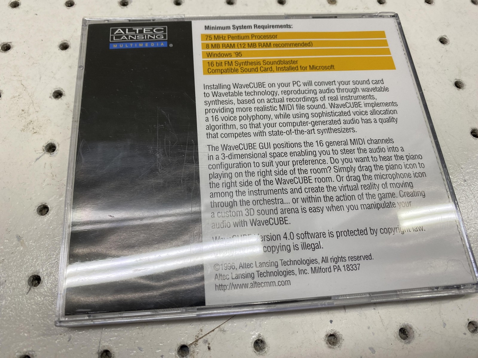 Vintage 1996 Altec Lansing WaveCUBE MIDI Driver 4.0 Software CD-ROM Windows 95