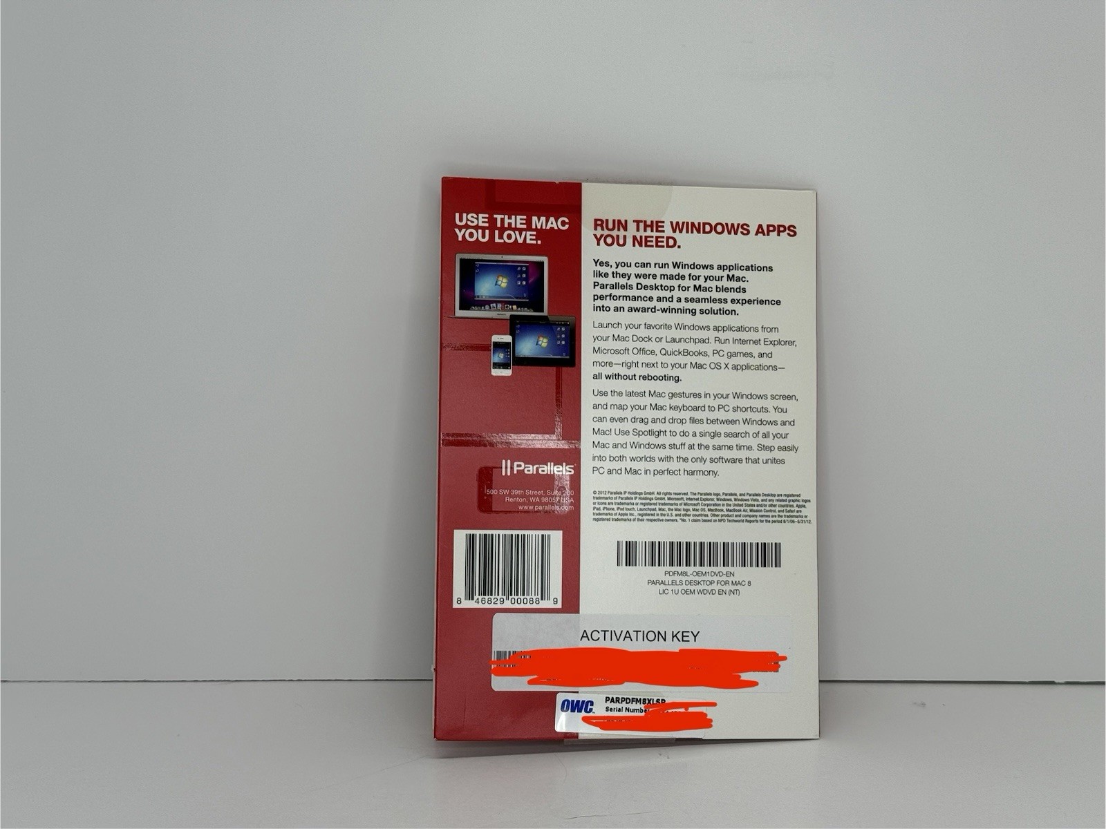 Parallels Desktop 8 for Mac Run Windows on Your MAC w/ key