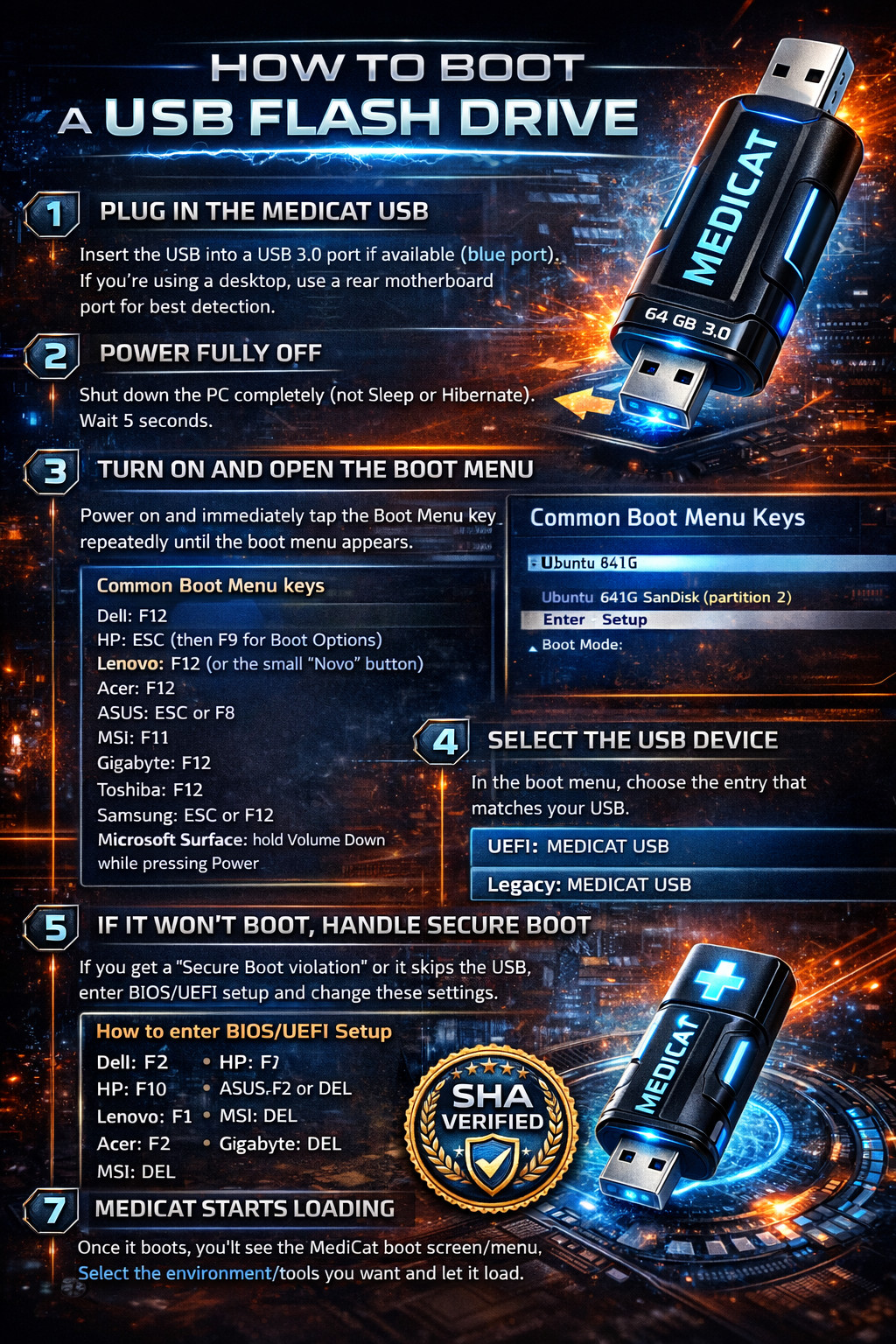 MediCat Bootable PC Repair Recovery Toolkit | System Rescue Boot Dr | 5 Pack