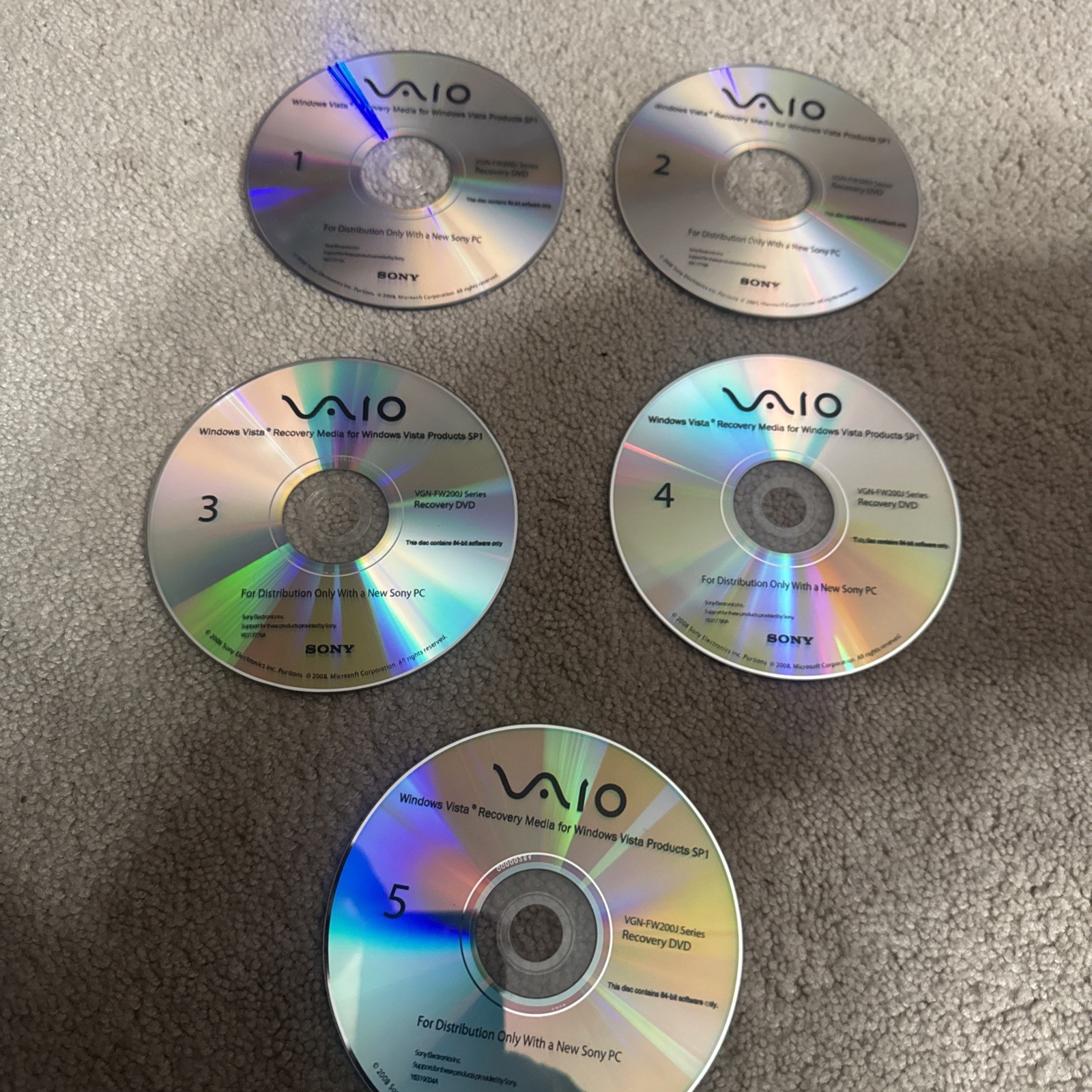 Sony VAIO Windows Recovery Media For Windows Vista Products SP1 VGN-FW200J