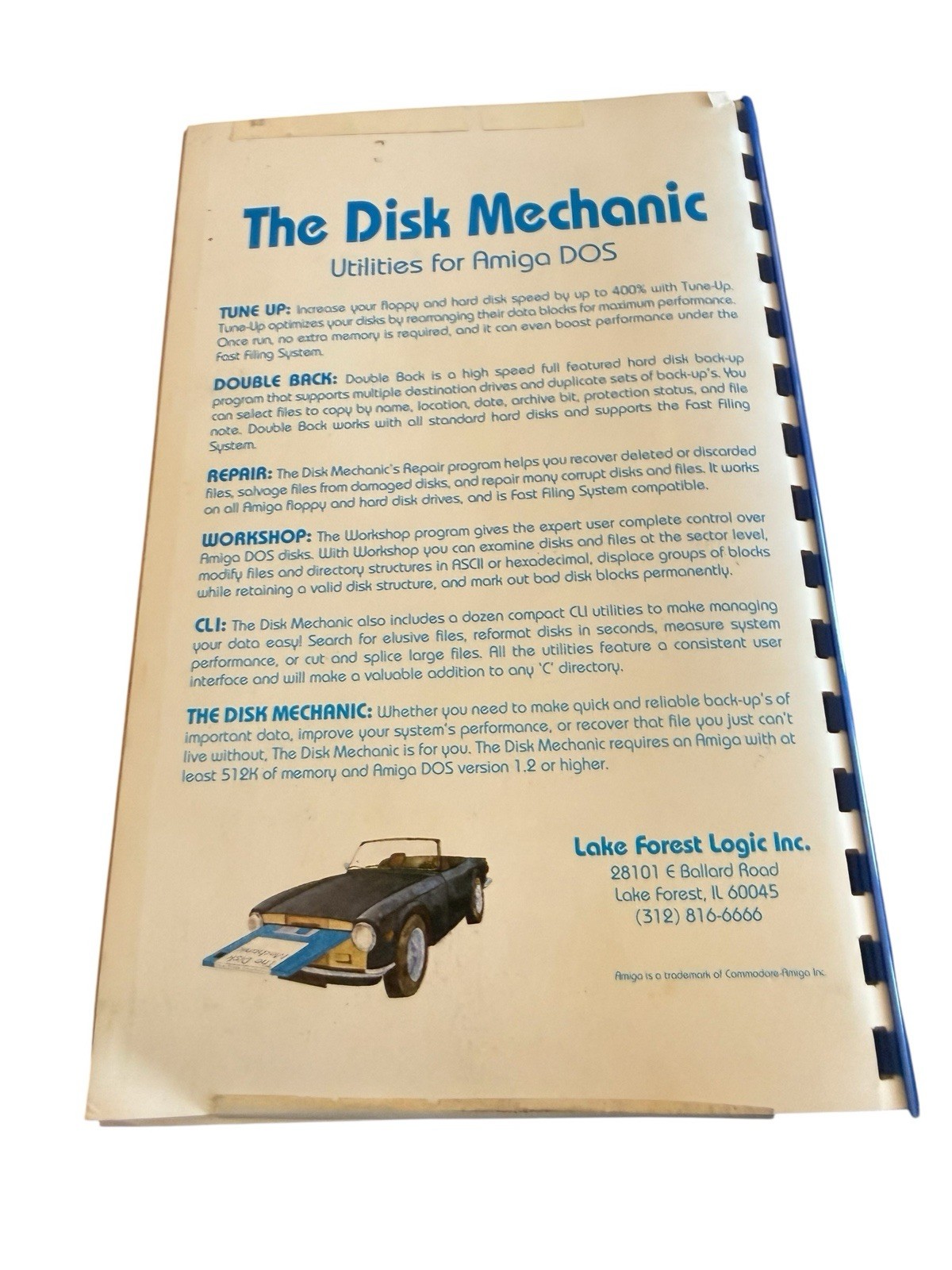 The Disk Mechanic – Disk Utilities for the Amiga – Lake Forest Logic – 1988 OOP