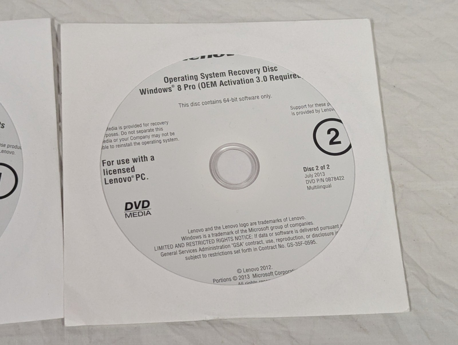 Lenovo M73 10B4 10AX 10B1 Windows 8 Pro OS Recovery & Drivers DVD Set Discs Only