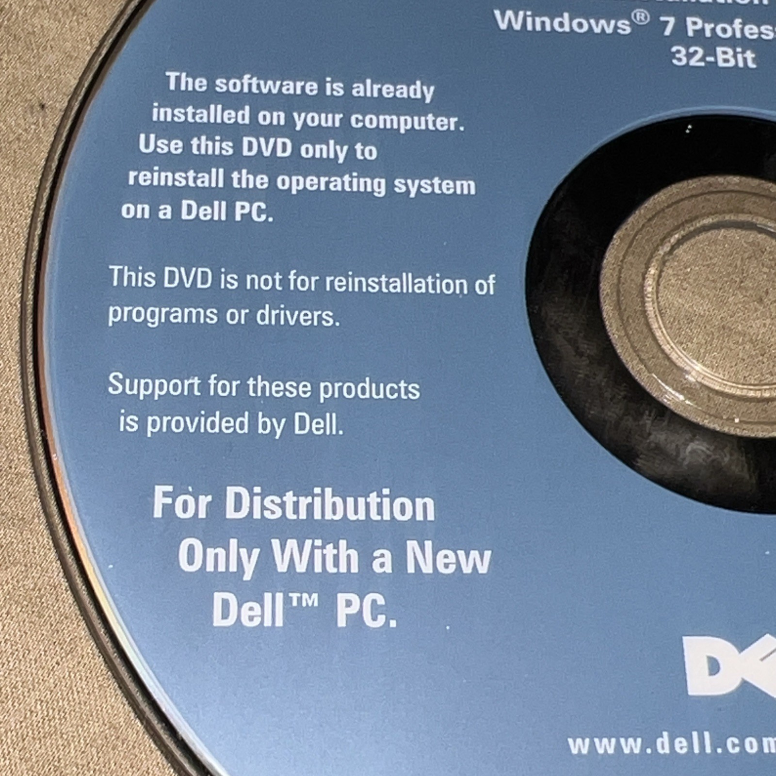 Dell Laptop/pc Recovery Disc DVD Windows 7 Professional SP1 32-Bit M1T3F 2011