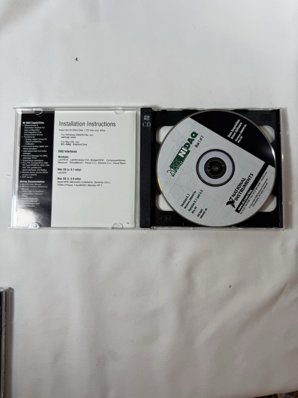 NI-DAQ Data Acquisition Driver Software 2-Disc Set – Windows 2000/NT/9x, Mac OS