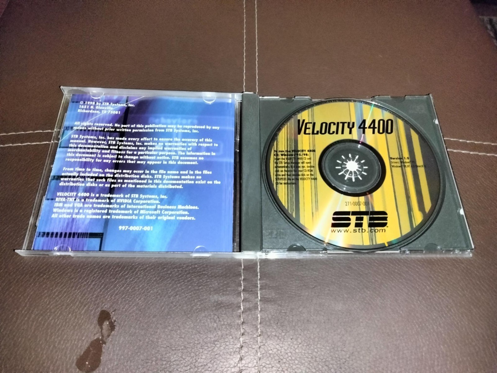 STB VELOCITY 4400 DRIVER CD – RIVA TNT – VER 1.0 – WIN95/98/NT – MINT CONDITION!