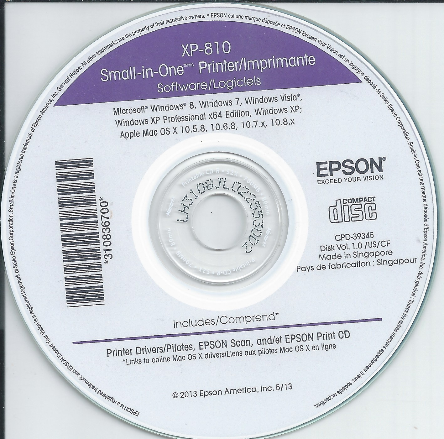 Epson XP-810 BackUP Software
