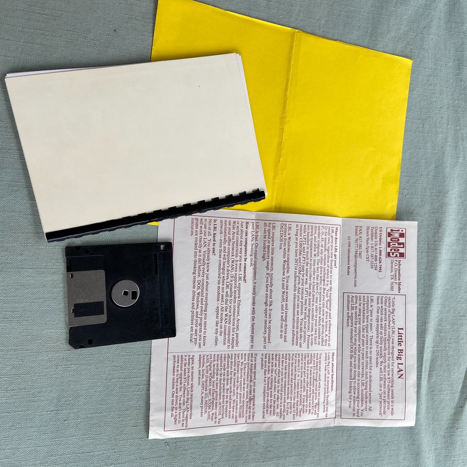 Vintage Software imodes Little Big Lan V2.0h 1996 Book Network 3.5” Floppy Infor