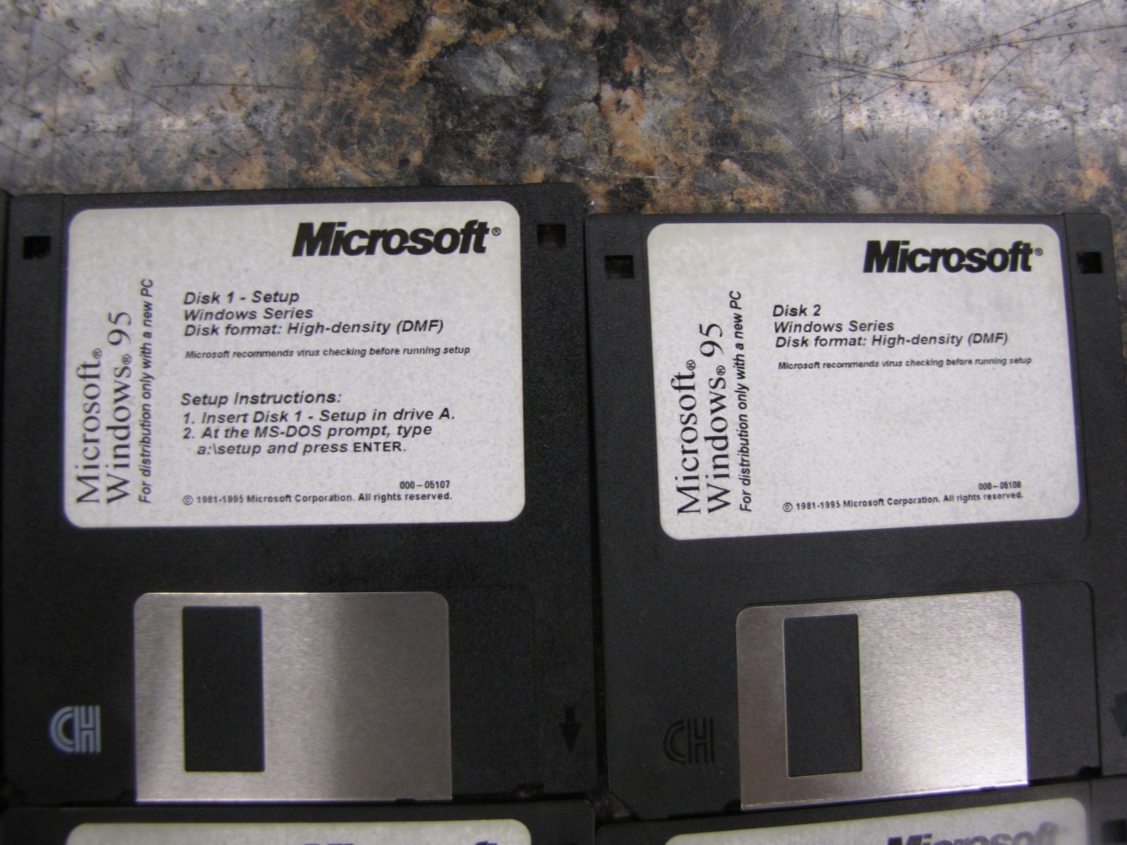Set of (6) Microsoft Windows 95 Install High Density Disks 1991-1995 -MR22