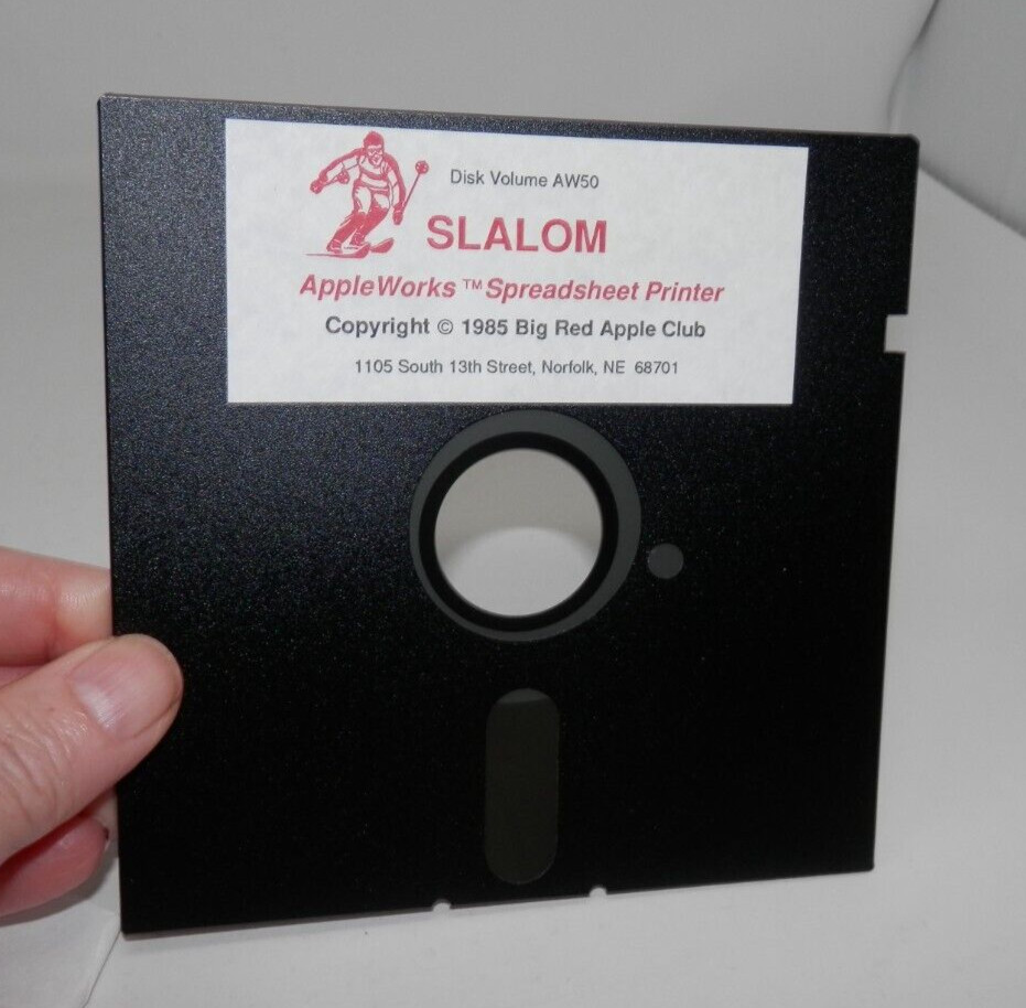 Slalom AppleWorks Spreadsheet Printer Program Vintage Software ’85 Apple IIe IIc