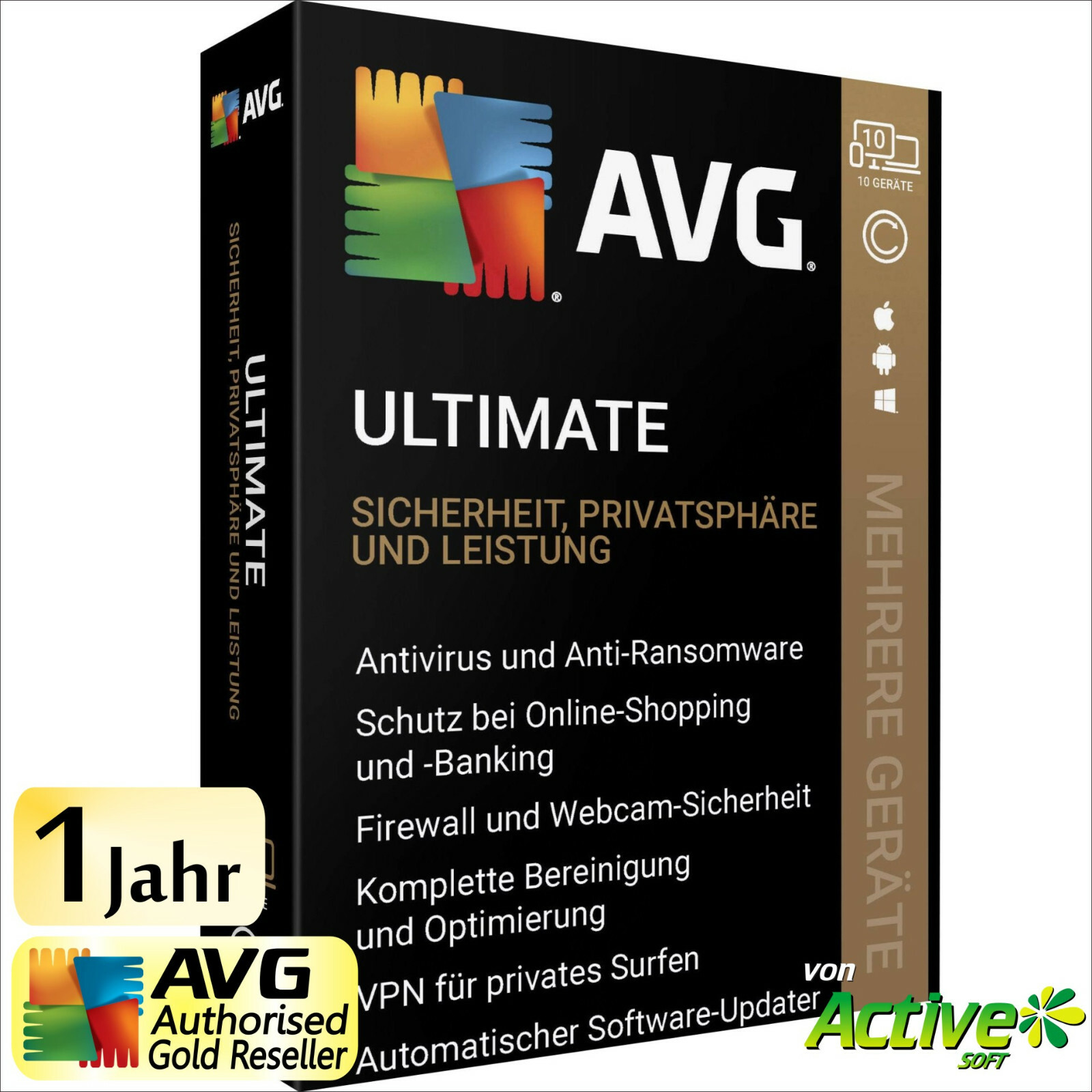 AVG ULTIMATE 2023 10 PC 1 Jahr | PC, Mac, Android | TuneUp, Antivirus, VPN DE