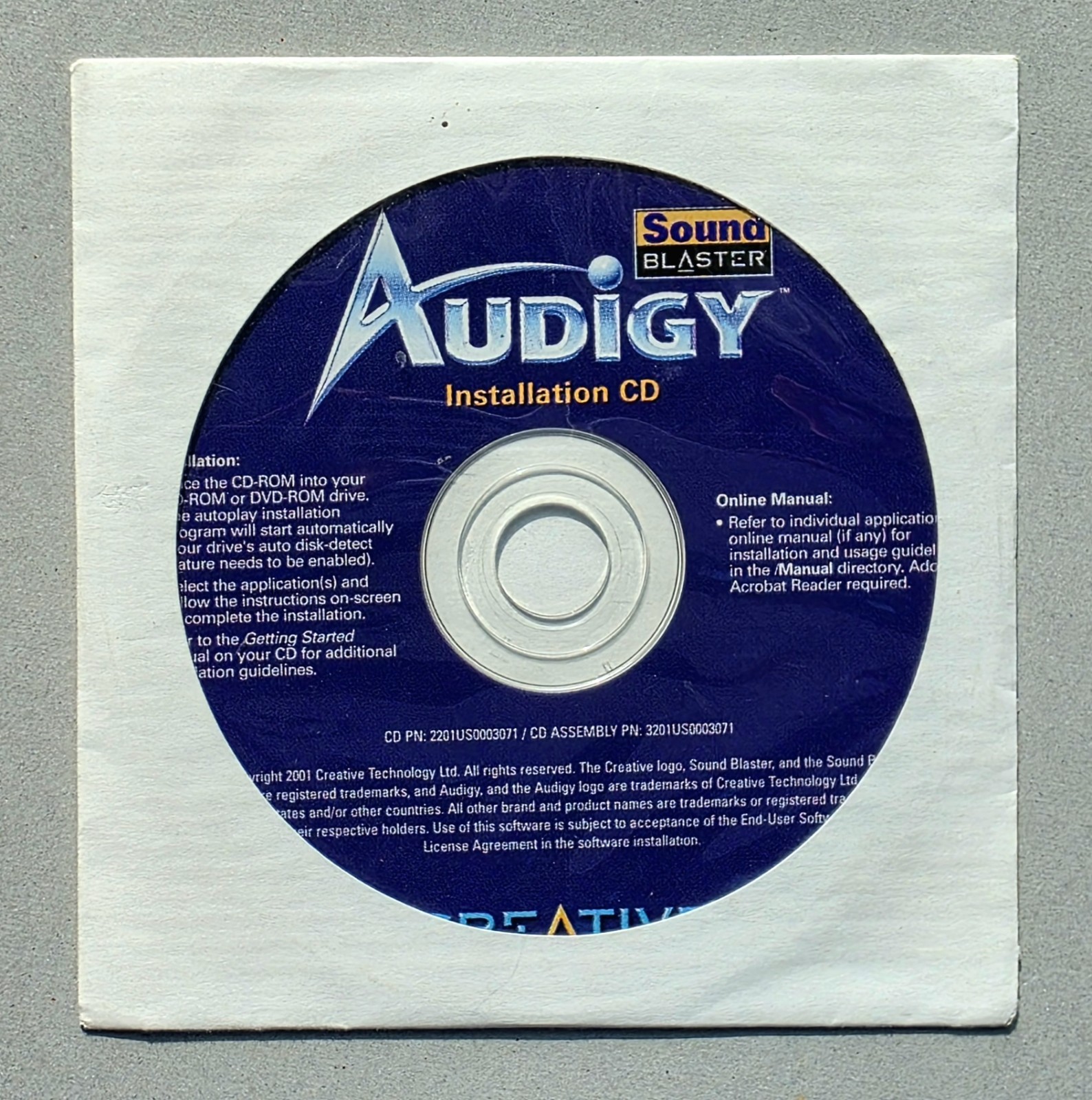 Creative Sound Blaster Audigy – Installation/Drivers (CD-ROM, 2001)