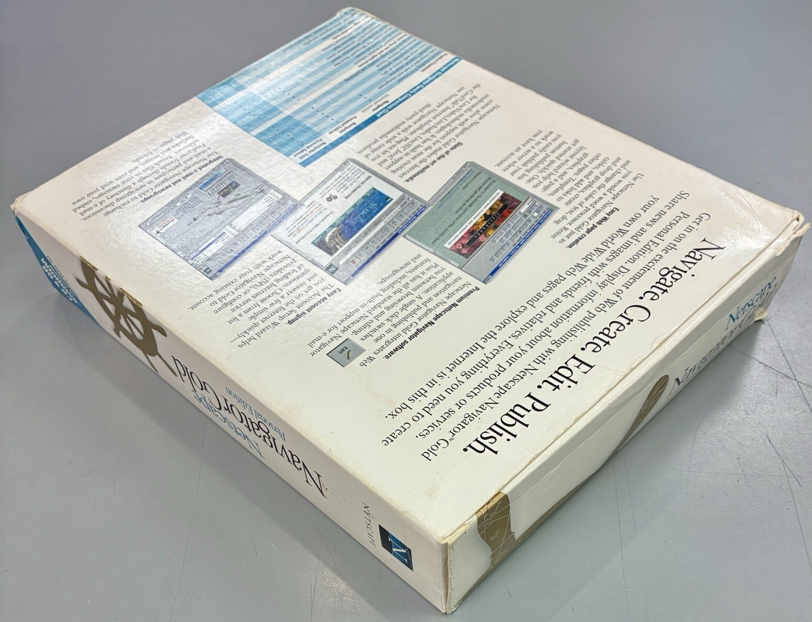 Vtg NETSCAPE NAVIGATOR Gold Browser BIG BOX COMPLETE Windows 95 & 3.1 CD 1996