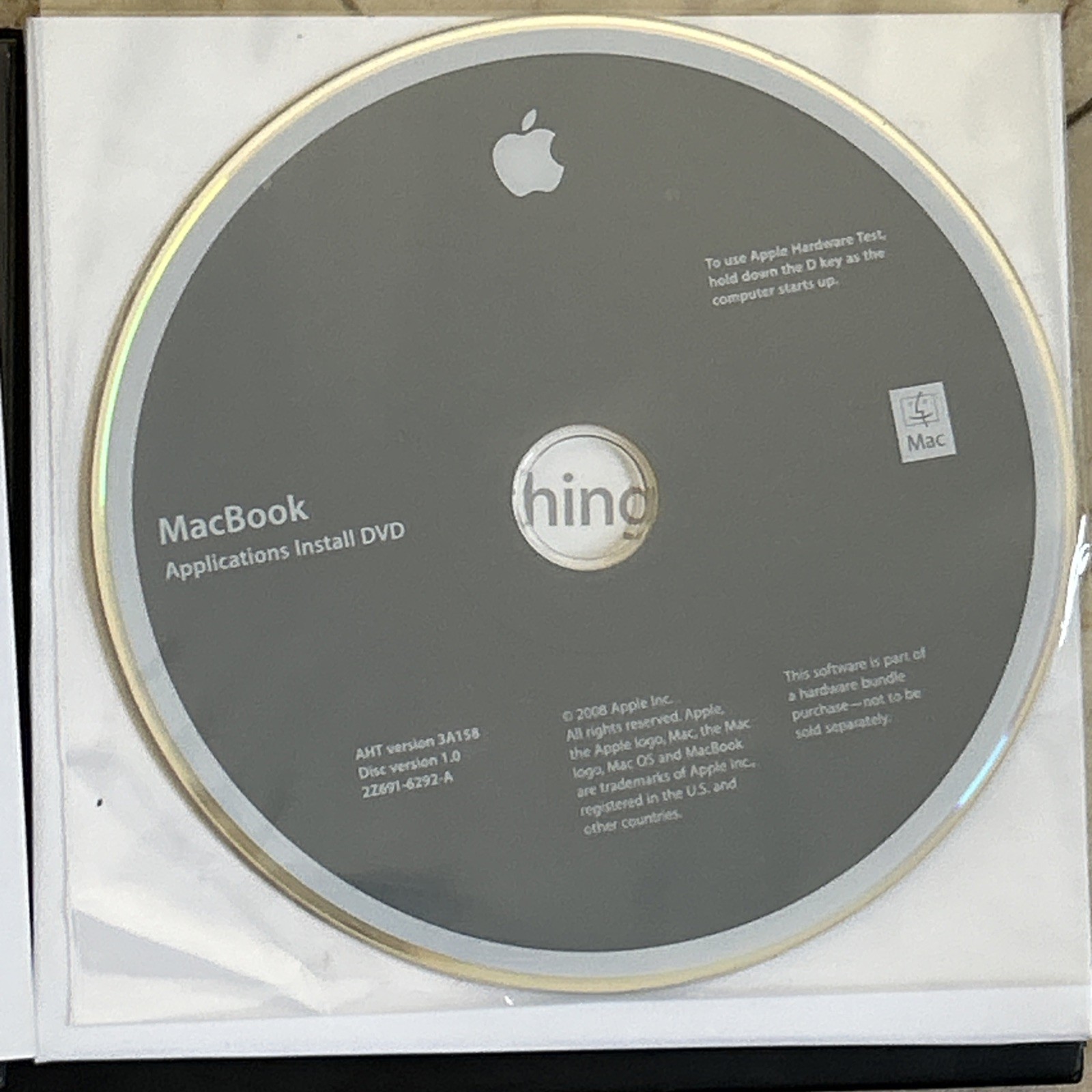2009 Macintosh Mac MacBook Applications Software Installation DVD Version 1.0