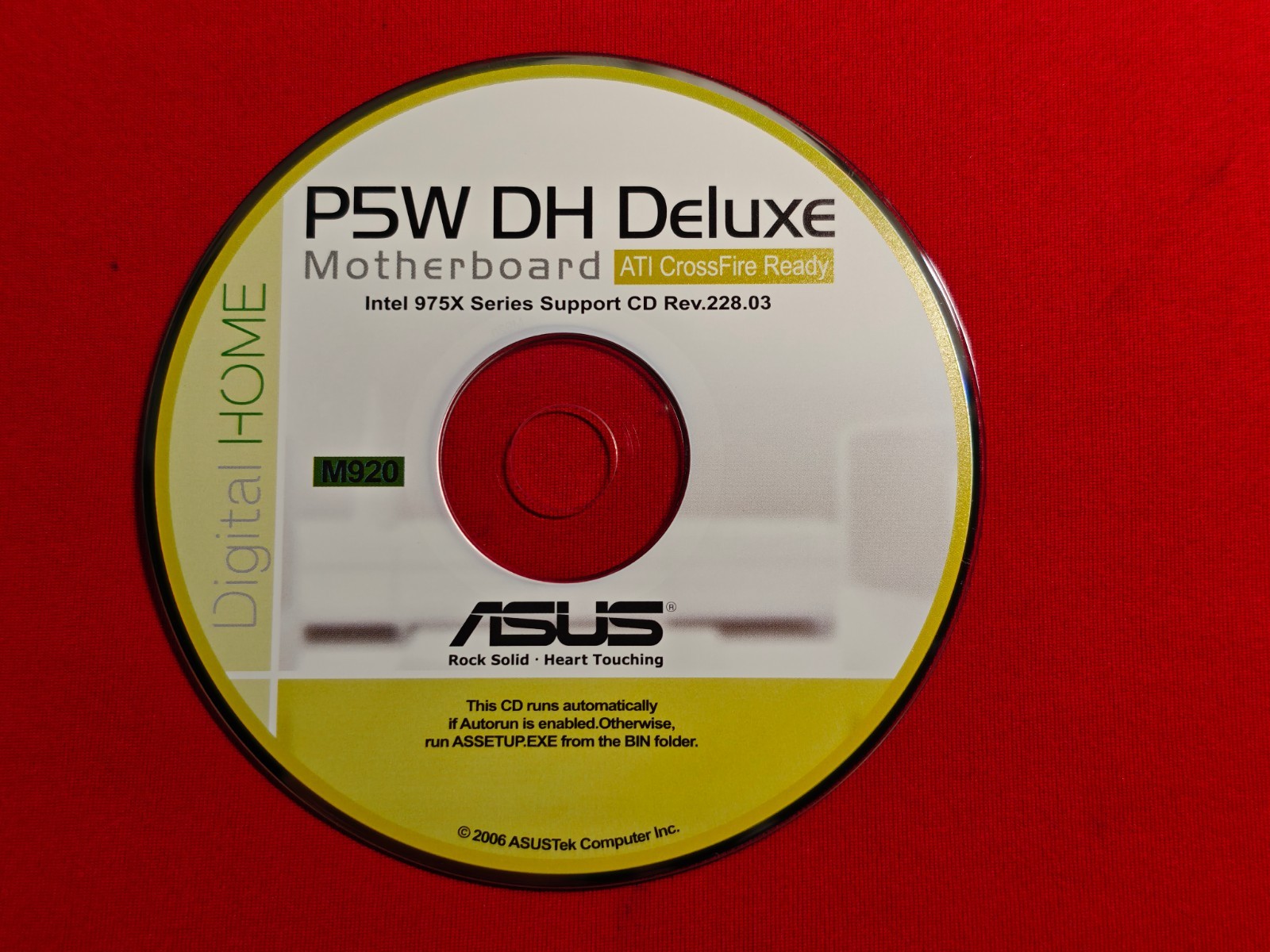 ASUS P5W DH Deluxe Motherboard Drivers Installation Disk M920 CD Rev.228.03