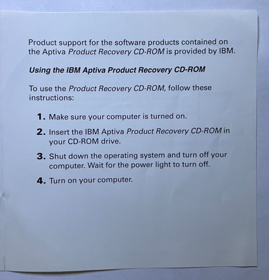 IBM Aptiva Product Recovery CD