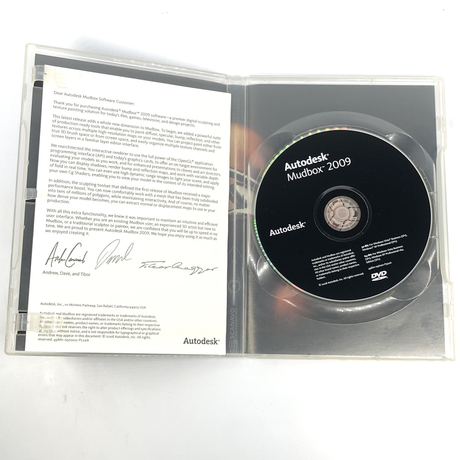 Autodesk Mudbox Student Version 2009 English DVD Only With Serial Number & Key