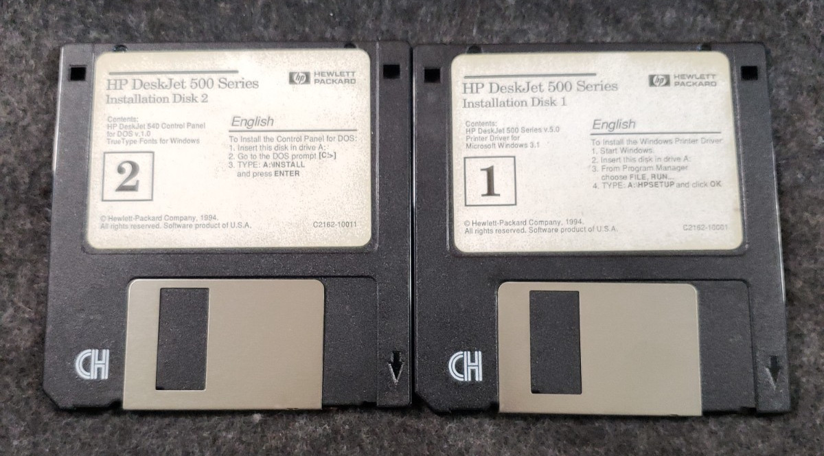 hp Deskjet 500 Series Installation Disks 3.5” Floppy Disks …………..(C19B2)