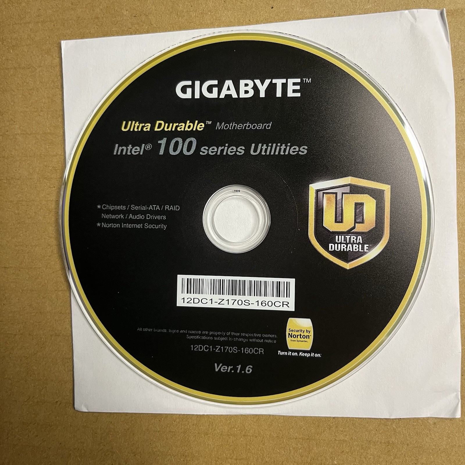 Gigabyte Ultra Durable Intel 100 Series Motherboard Utilities CD Driver Disc