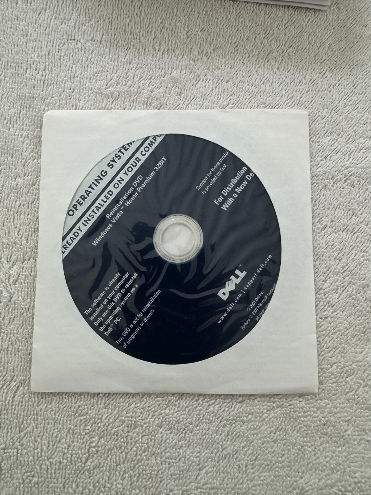 Dell Reinstallation Microsoft Windows Vista Home Premium 32bit NO PRODUCT KEY!!