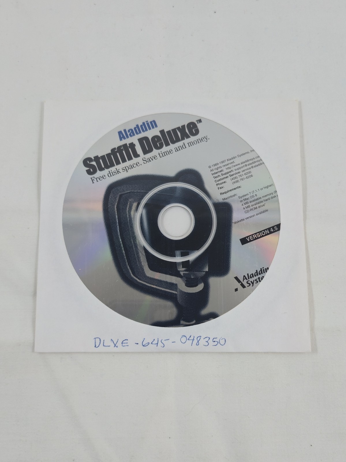 Aladdin StuffIt Deluxe 4.0 & SpaceSaver Macintosh Vintage Software CD & Floppy