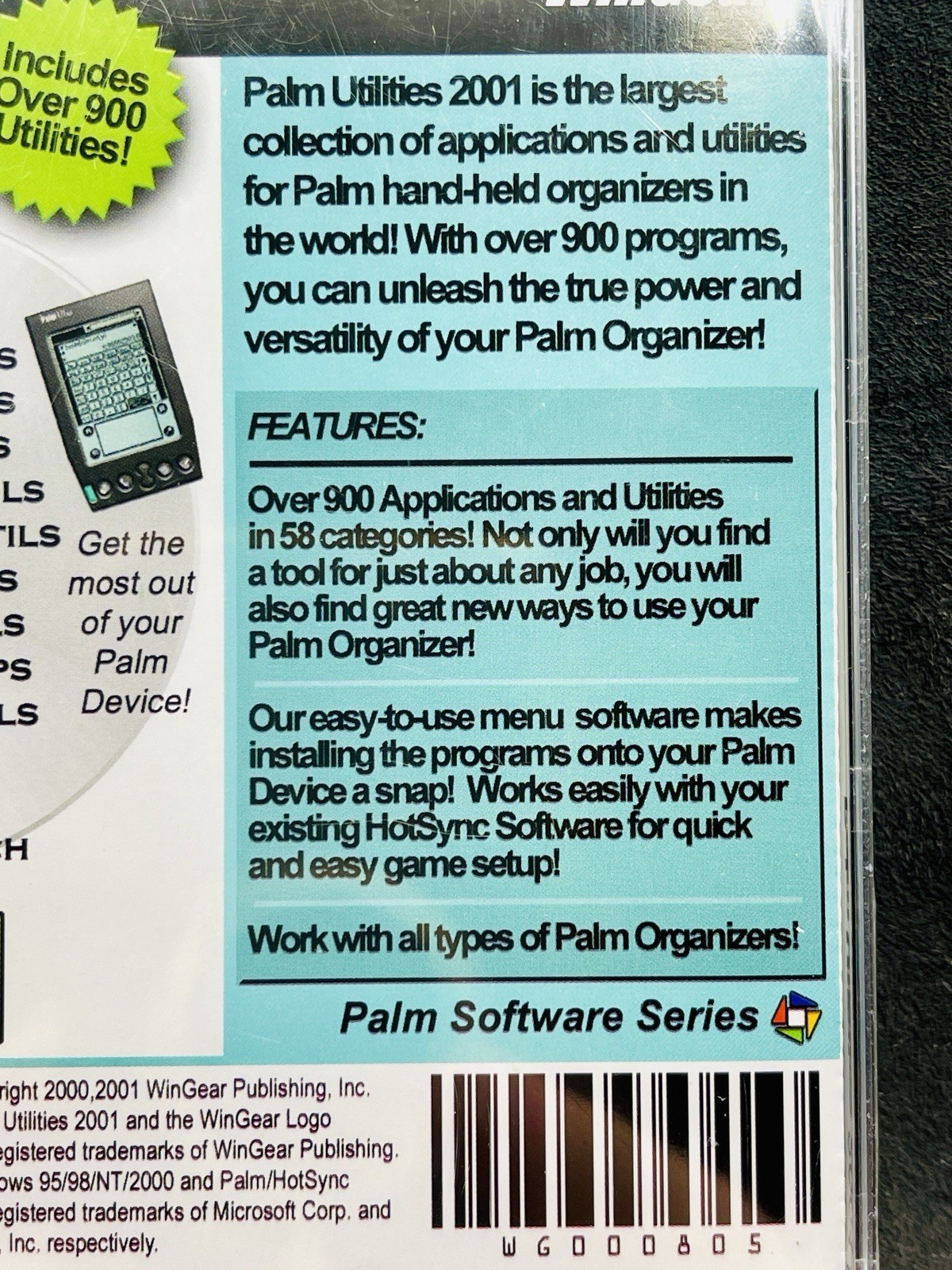 Wingear Palm Utilities 2001 Over 900 Programs for Palm Organizer Factory Sealed!