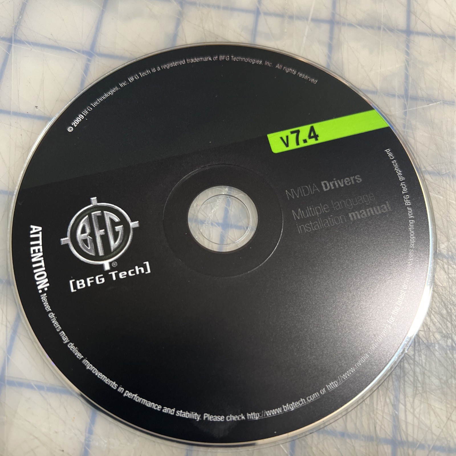 NVIDIA Drivers v7.2 & v7.4 installation manual CD BFG Tech 2009