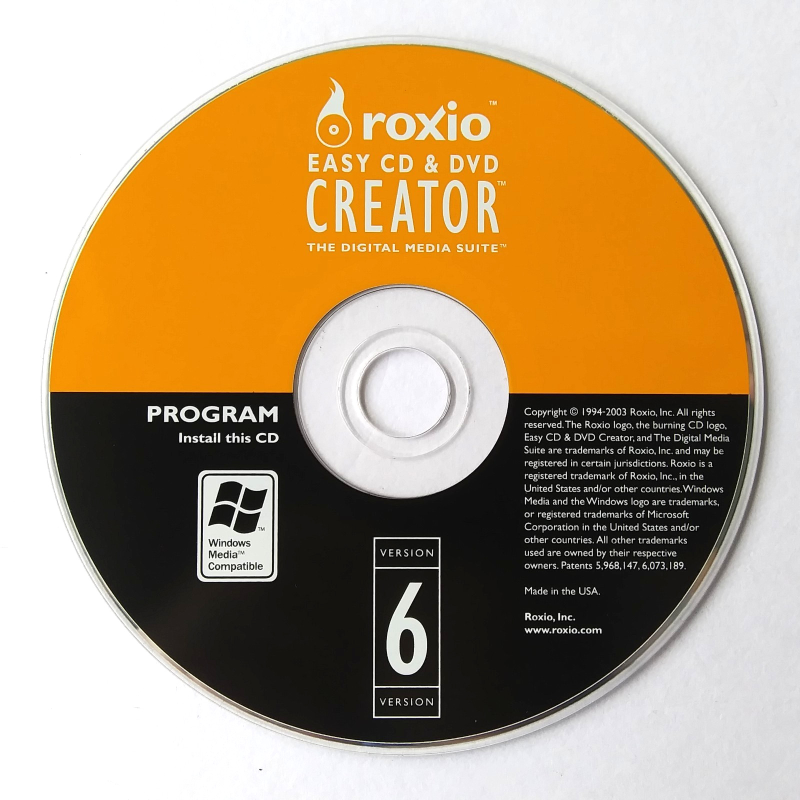 Roxio Easy CD & DVD Creator 6 Program Disc Windows XP Media Suite Software
