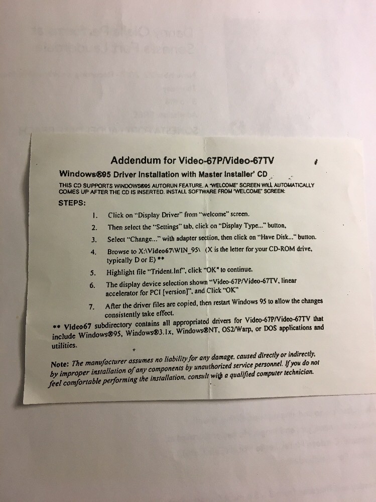 Yamaha Xwave Sound Card Drivers&Utilities CD Video-67P/Video-67TV Win 95/NT-RARE