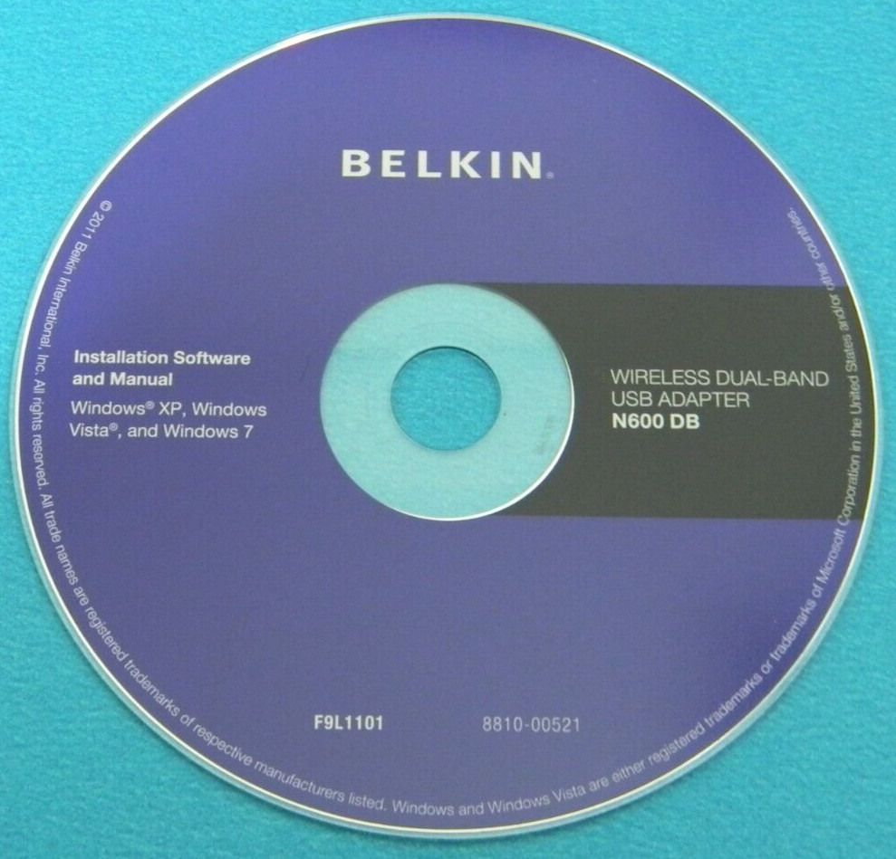 BELKIN N600 DB WIFI USB ADAPTER DRIVERS ORIGINAL SOFTWARE CD-ROM WI-FI