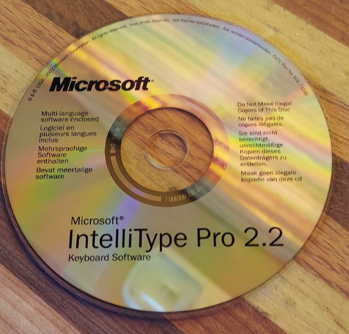 Microsoft CD IntelliType Pro 2.2 Keyboard Software 1994 to 2002 PC Windows XP