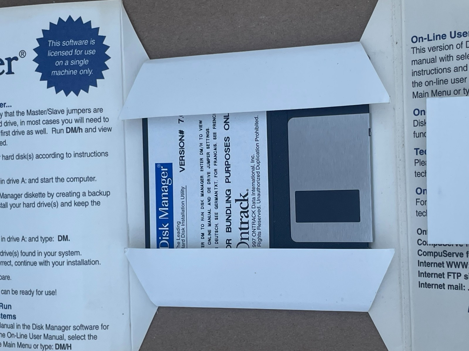 Ontrack Disk Manager, for Bundling Purposes Only, Version # 7.09