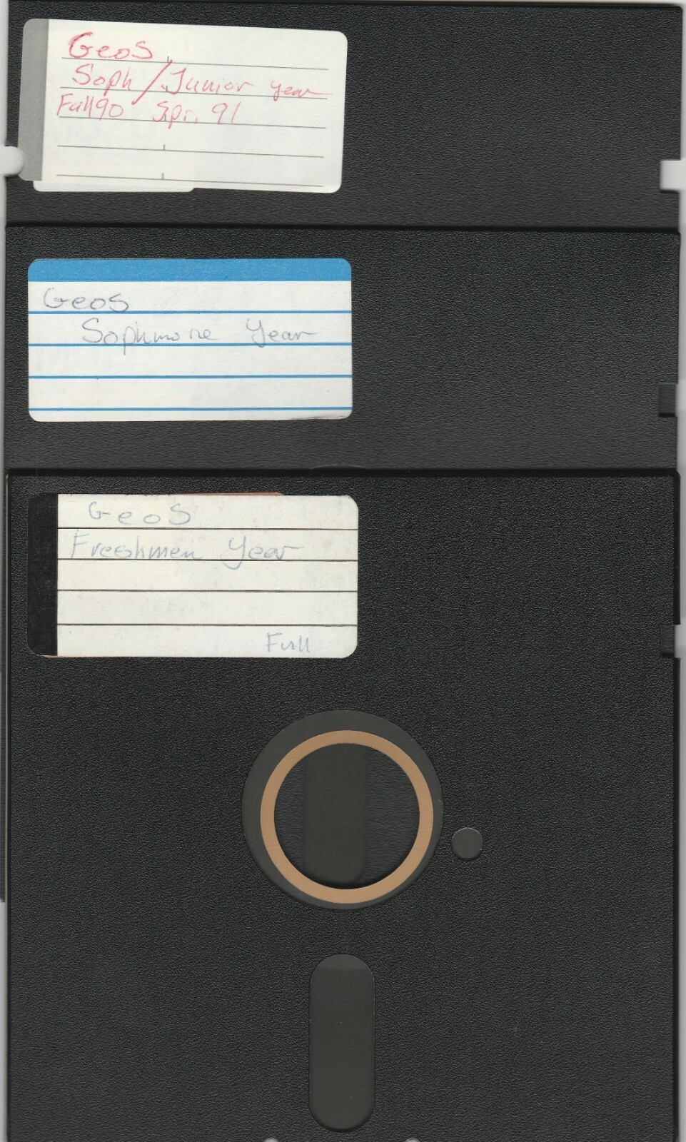 Lot of 3 Used 5.25″ floppy disks ~ SOLD AS BLANKS(Geos Software) used in college