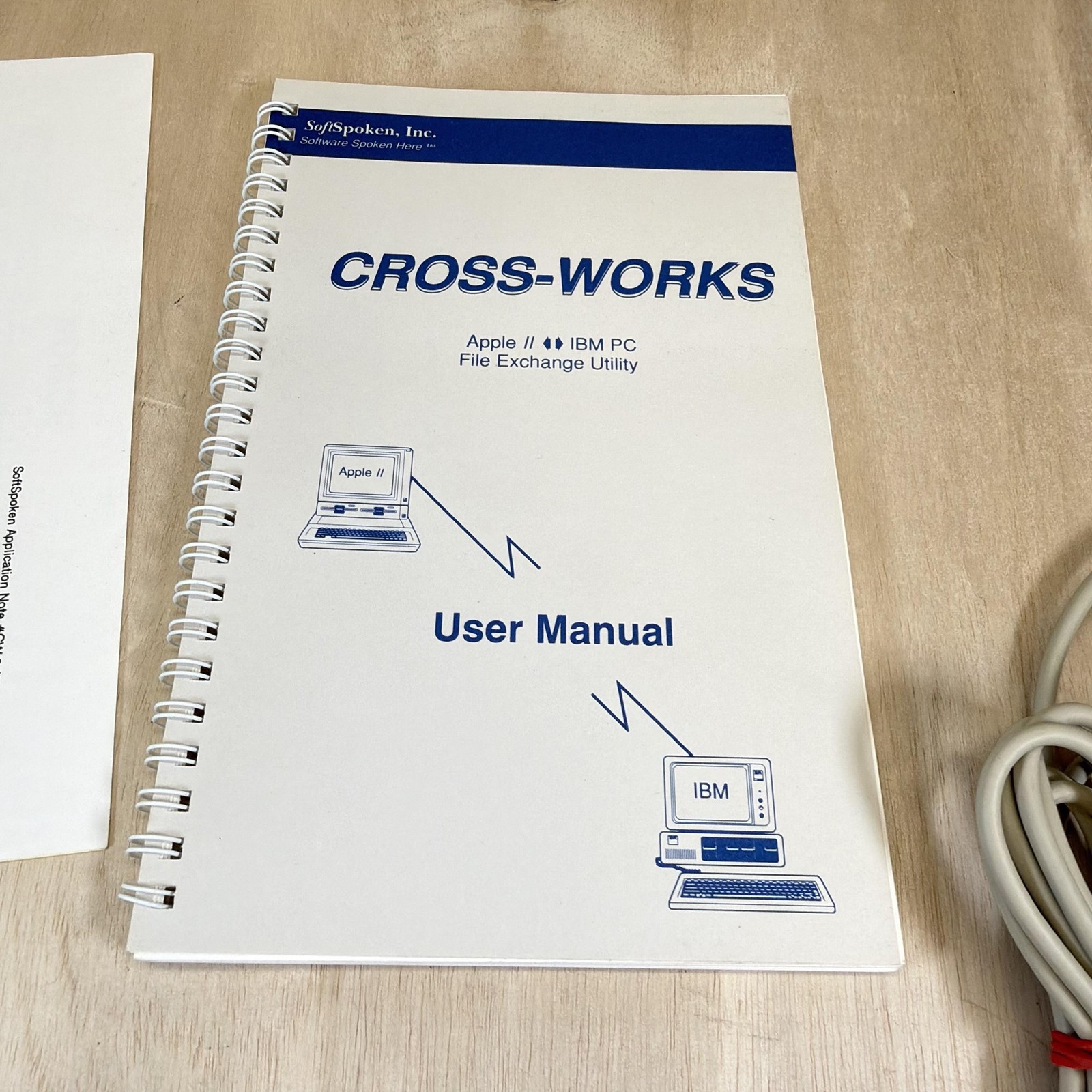 Vintage SoftSpoken Cross-Works Apple II IBM PC File Exchange Utility Disks Cable