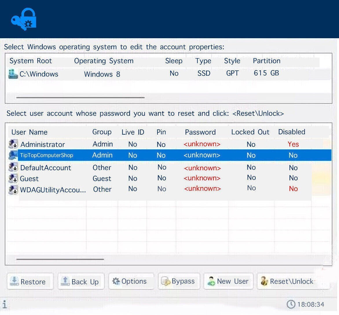 Windows Instant Password Reset Disc for Win 11, 10, 8.5, 8, 7, XP, Vista, Server