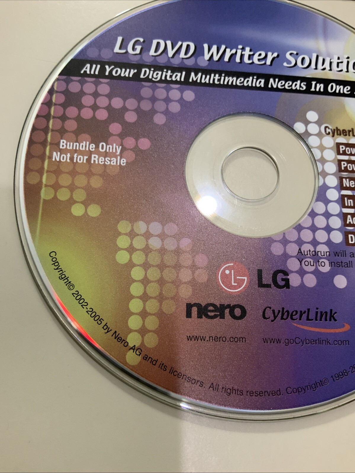 Nero 2002-2006 LG CyberLink DVD Writer Solution CD Disc PowerDVD POWERPRODUCER