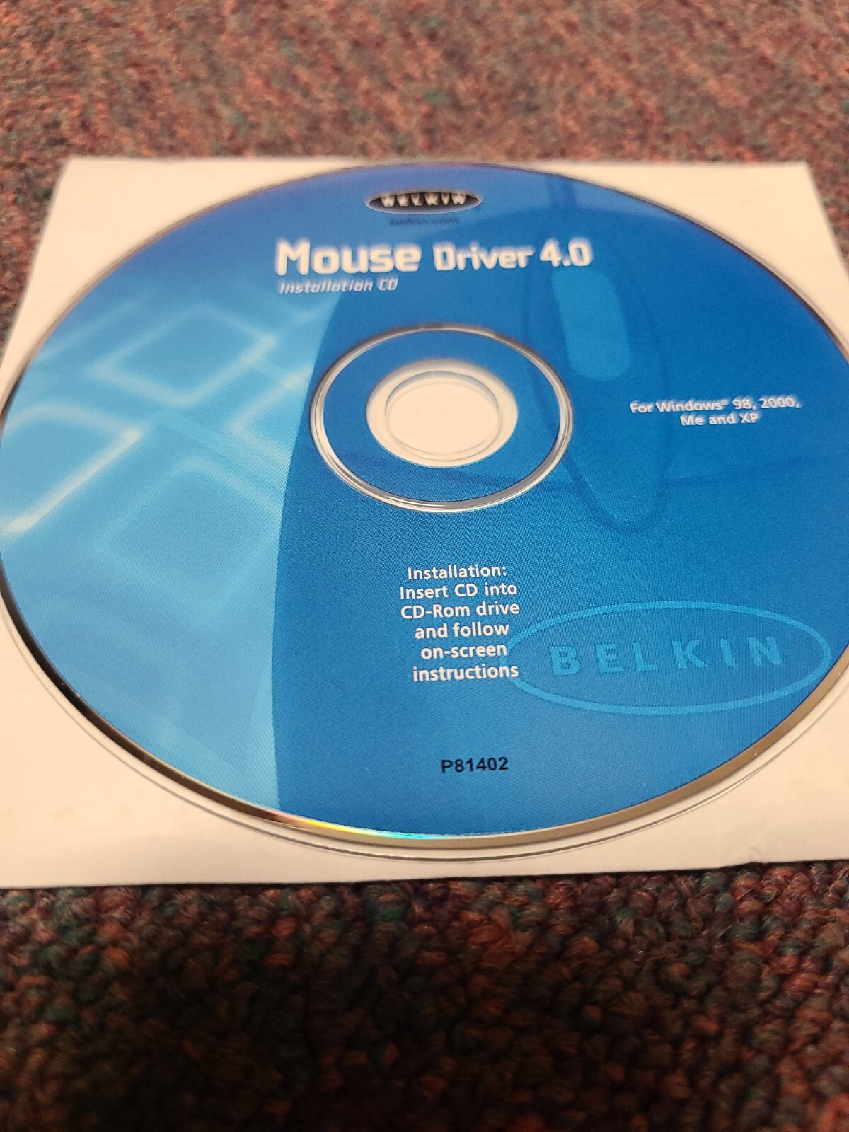 Belkin Mouse Driver 4.0 Installation CD-Rom/ Windows 98, 2000 ME & XP/ P-81402
