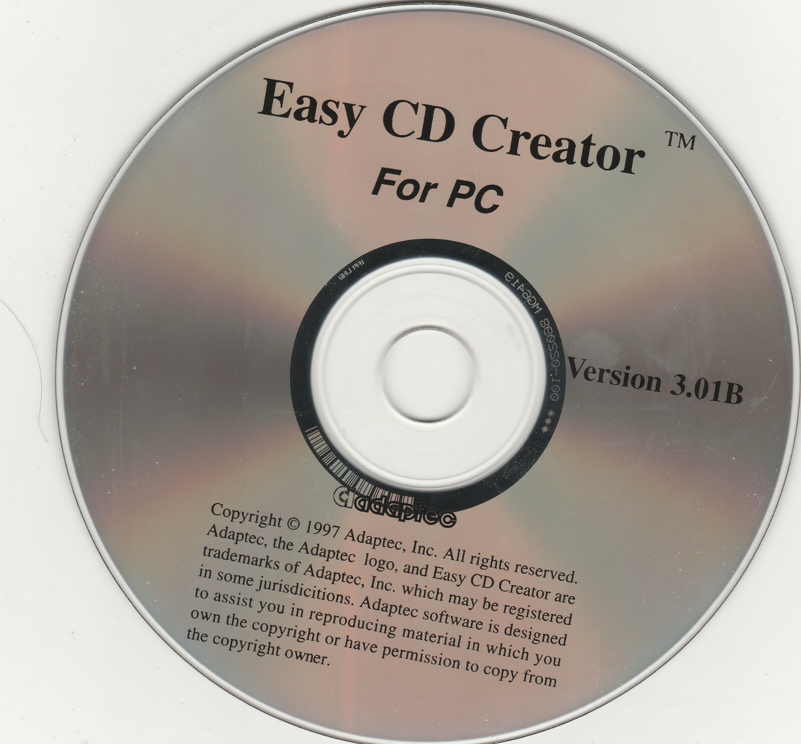 Easy CD Creator for PC ~ Version 3.01B by Adaptec ~ 1997 ~ CD-ROM