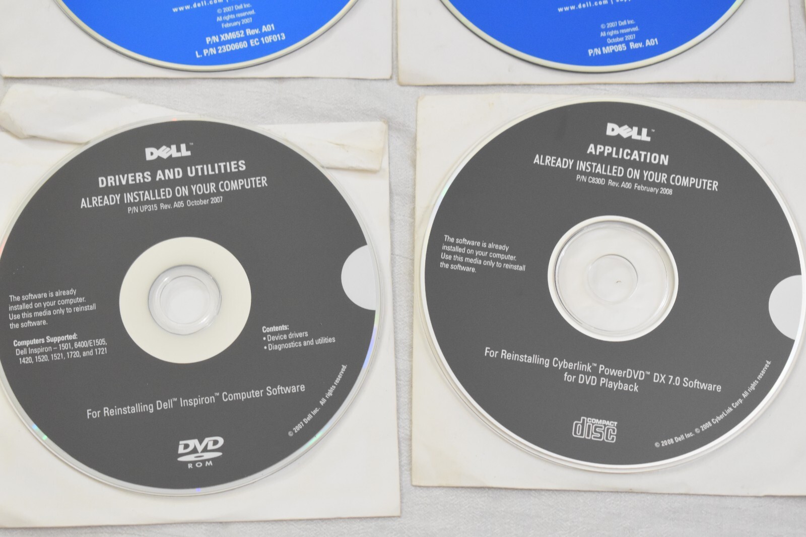 8 Disc Dell Dimension Resource CD & Dell Tools CD & Reinstall Roxio Easy CD