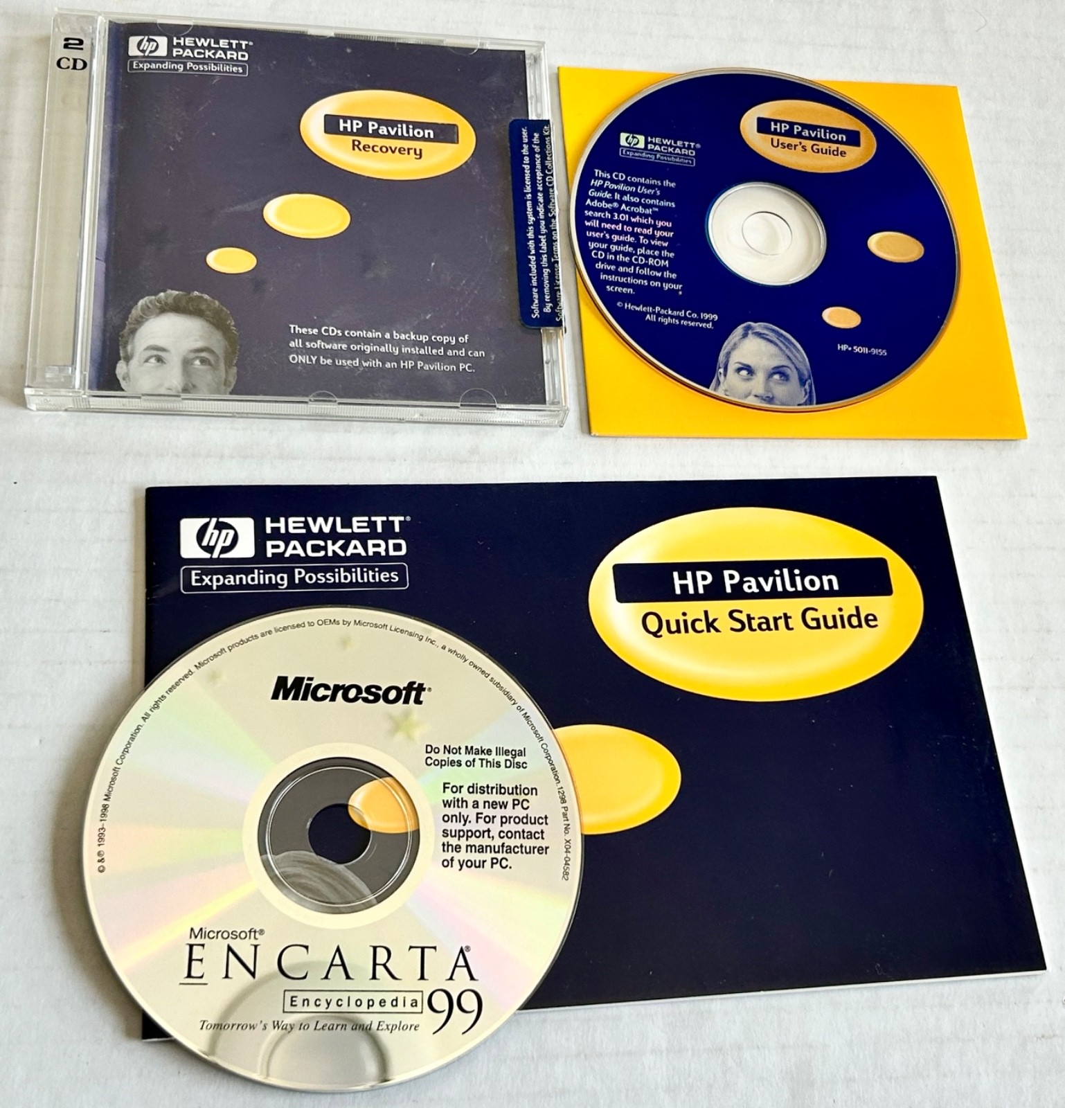 HP Pavilion Disks/Manuals Users Guide, Recovery Disc 2-Disk CD Set, Encarta +