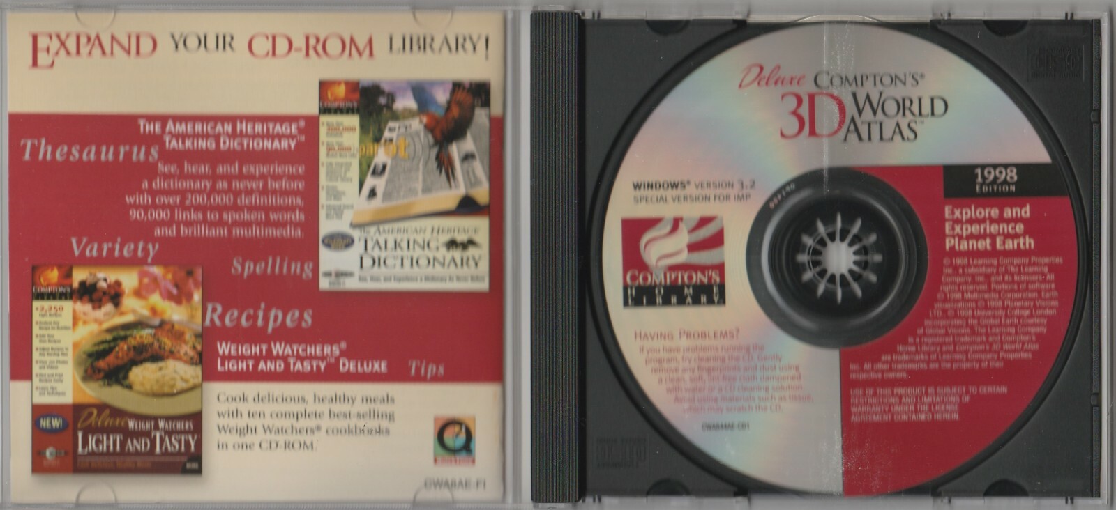 Deluxe Compton’s 3D World Atlas 1998 Edition ~ CD-ROM