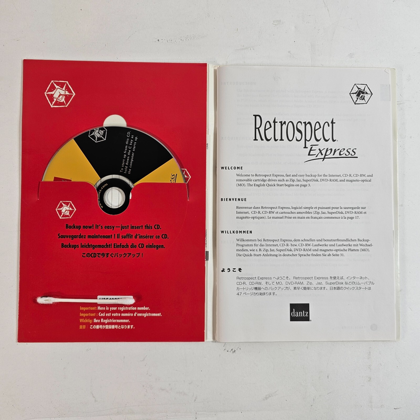 Dantz Retrospect Express 4.1 Vintage Software for Backing Up