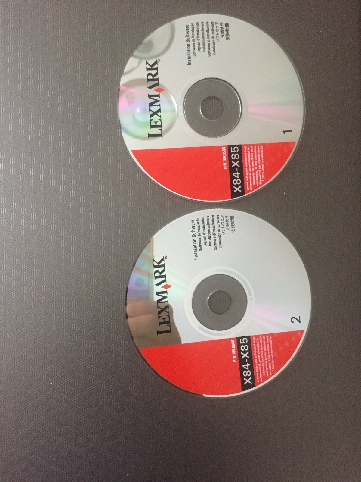 lexmark x84-x85 installation software disc 1 & 2 ( printers 2001- 2002) mac &wds