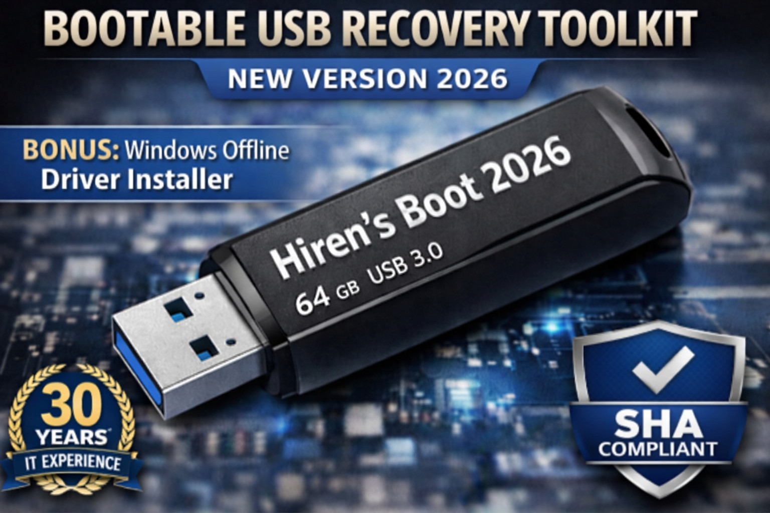 Hirens Boot 2026 Bootable USB – PC Recovery, Repair & Diagnostic Tools