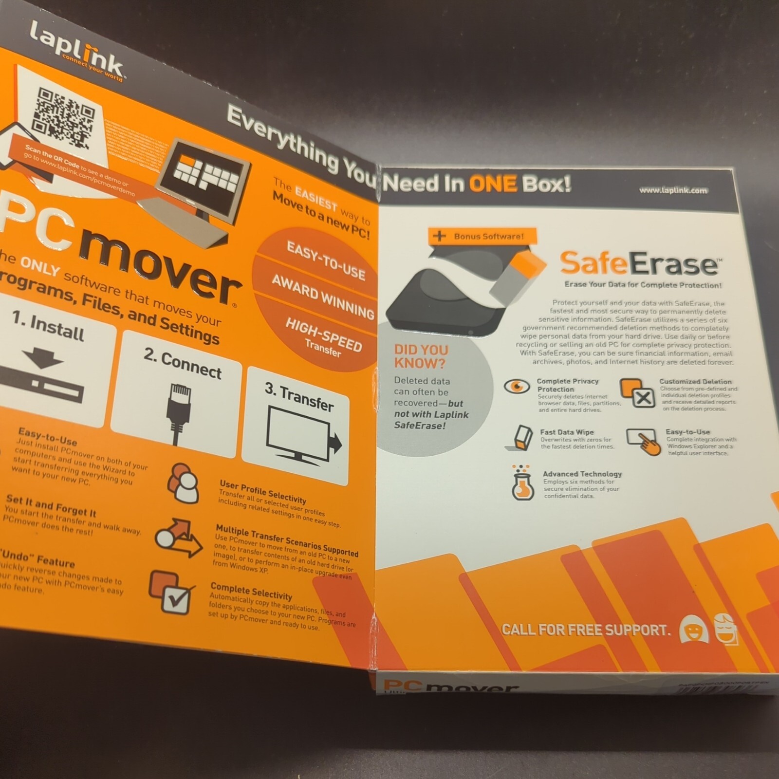 LapLink PCMover Ultimate SafeErase for Windows 8, 7, Vista, XP Open Box