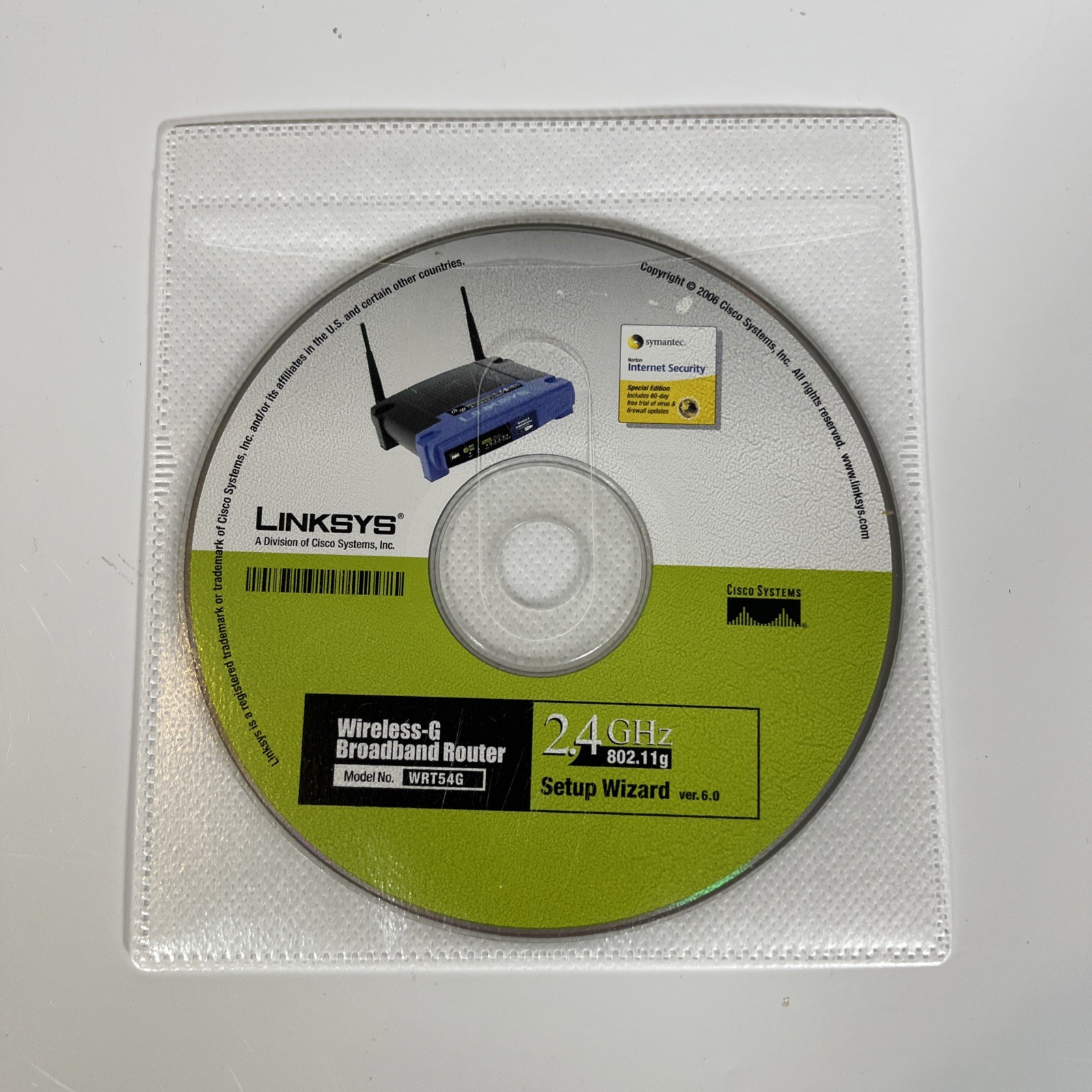Linksys Wireless-G Broadband Router WRT54G Setup Wizard 6.0 2.4 GHz